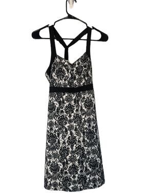 Lola Black & White Floral Sleeveless Casual Racerback Summer Dress Women Sz S